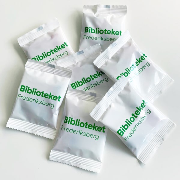Biblioteket Frederiksberg slikpose med logotryk
