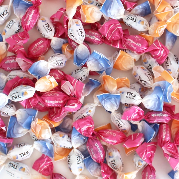 Twistede bolsjer med logotryk