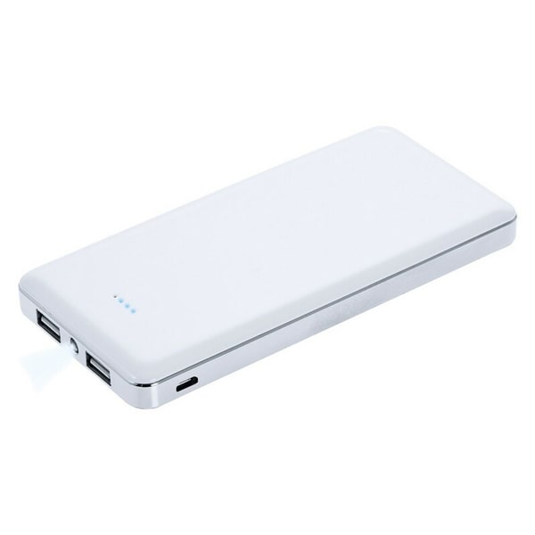 Powerbank med lys - metal/plast 12000 mAh - Hvid